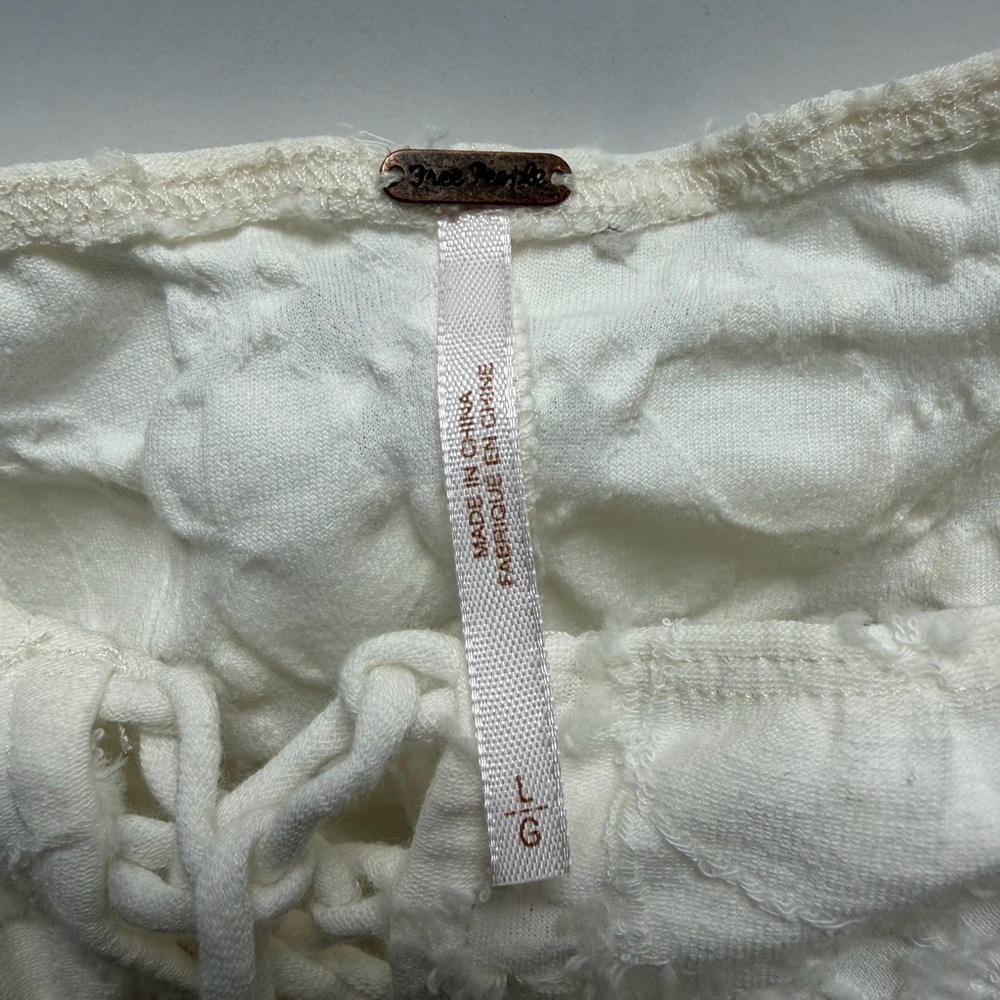 Free People Ivory Popsicle Top With Lace Up Detail Size Large - Picture 6 of 8